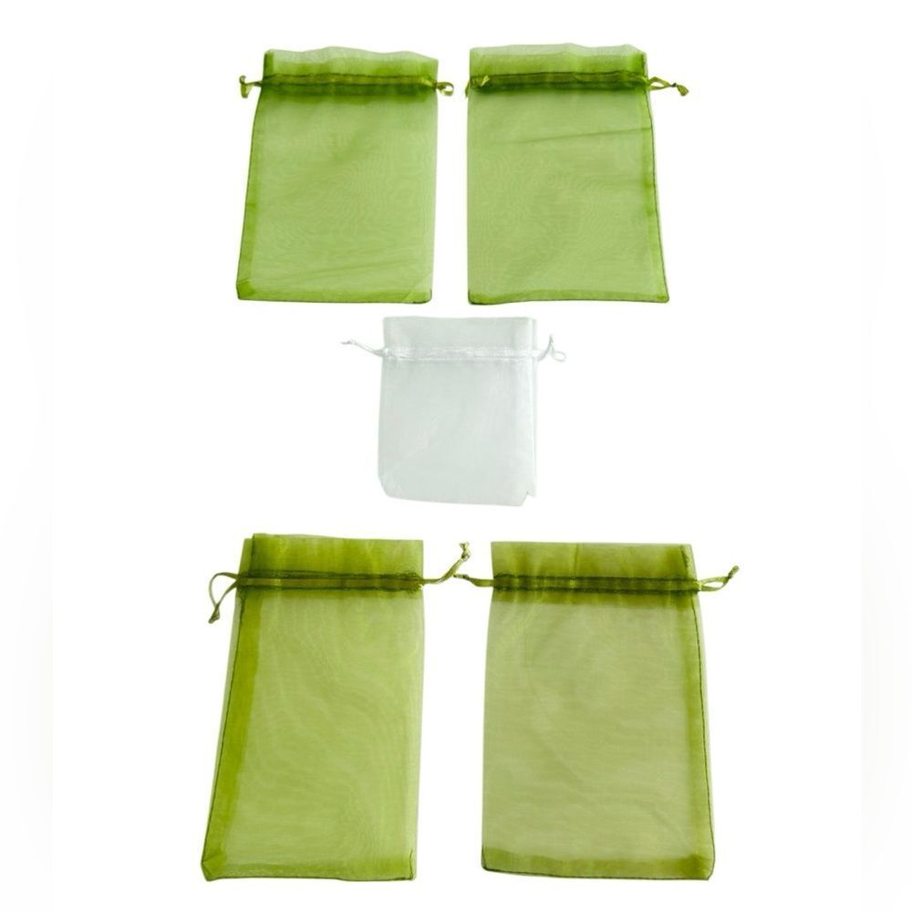 5 ORGANZA DRAWSTRING BAGS: Gift bag/sachet/spa/party/makeup/candy/cookie/jewelry